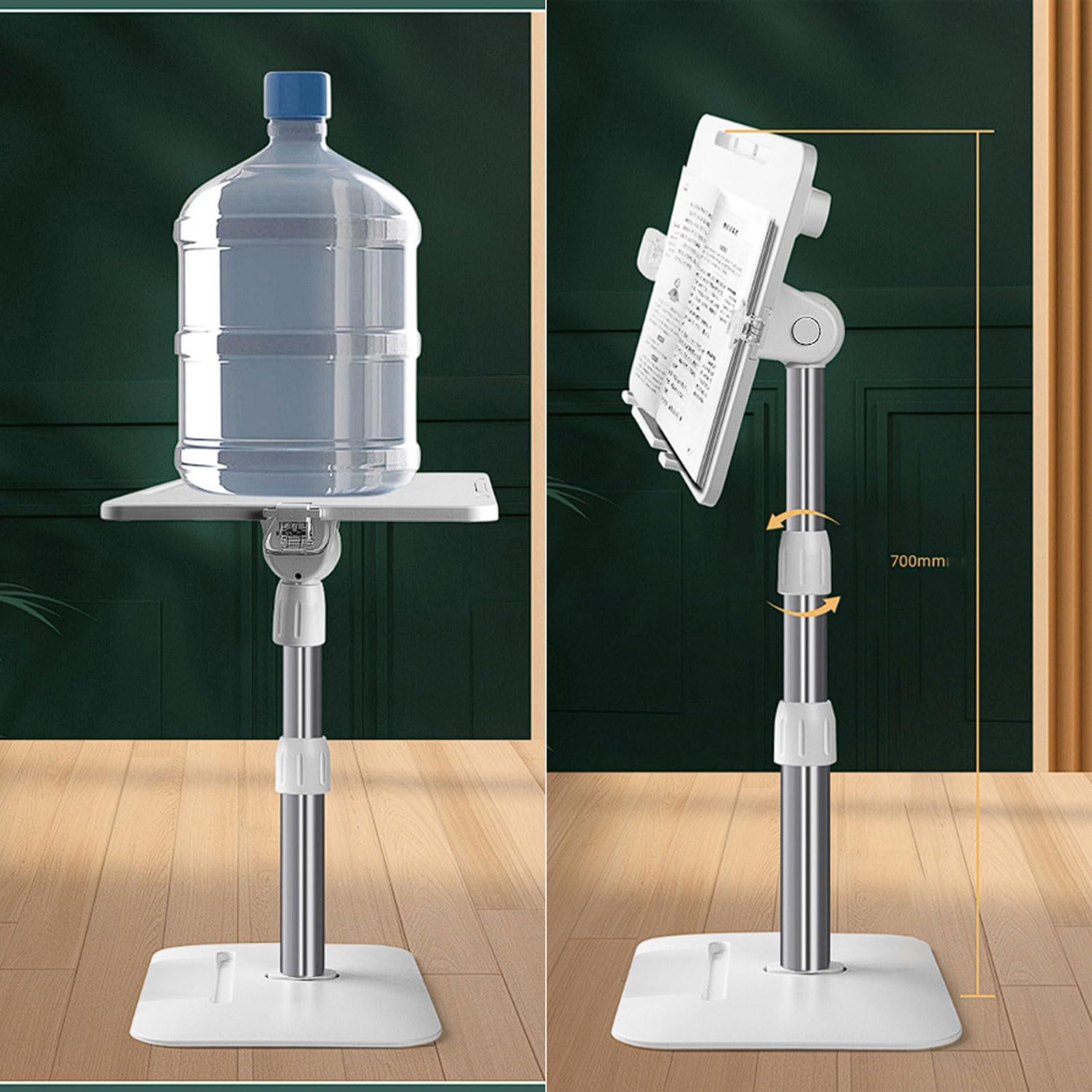 Pupitre de lecture réglable en hauteur avec éclairage à 3 niveaux luminosité, support livre alliage d'aluminium for position assise/debout