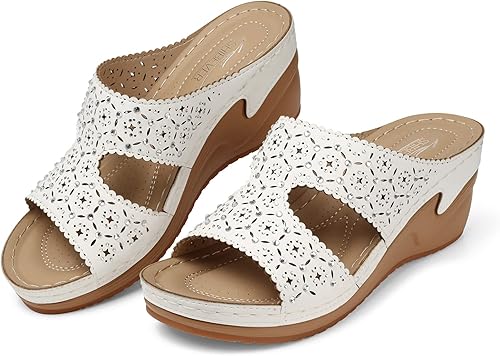 Miniatura 2 de SHIBEVER Wedge Sandals for Women Dressy Summer Slip On Womens Sandals - Slide Comfortable Walking Platform Sandals