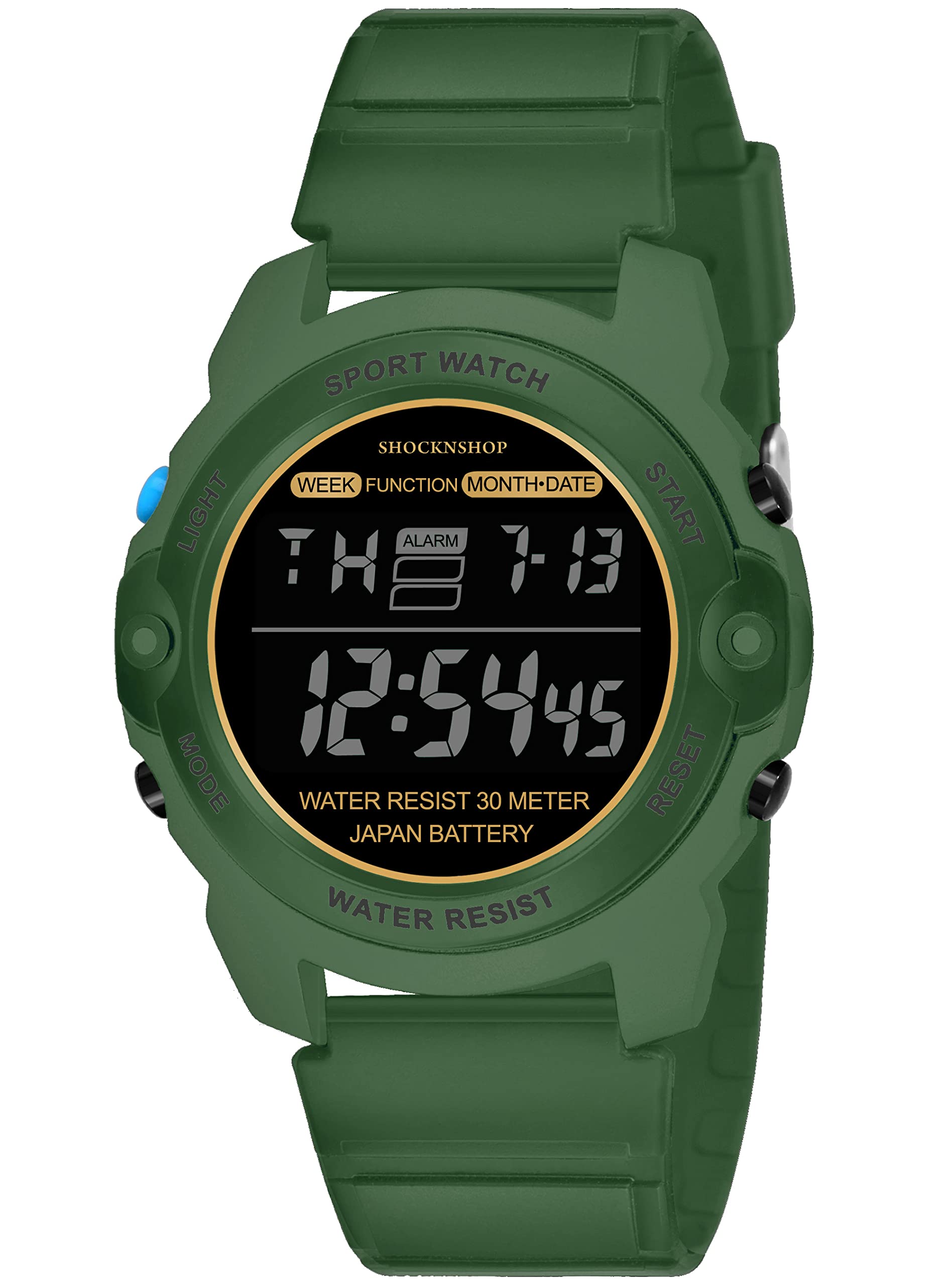 Shocknshop Rubber Digital Sports Wrist Watch For Men Boys (Green Colored Strap) -Wch23Gr, Black Dial, Green Band (B0B7JVF4K2) Amazon Price History, Amazon Price Tracker