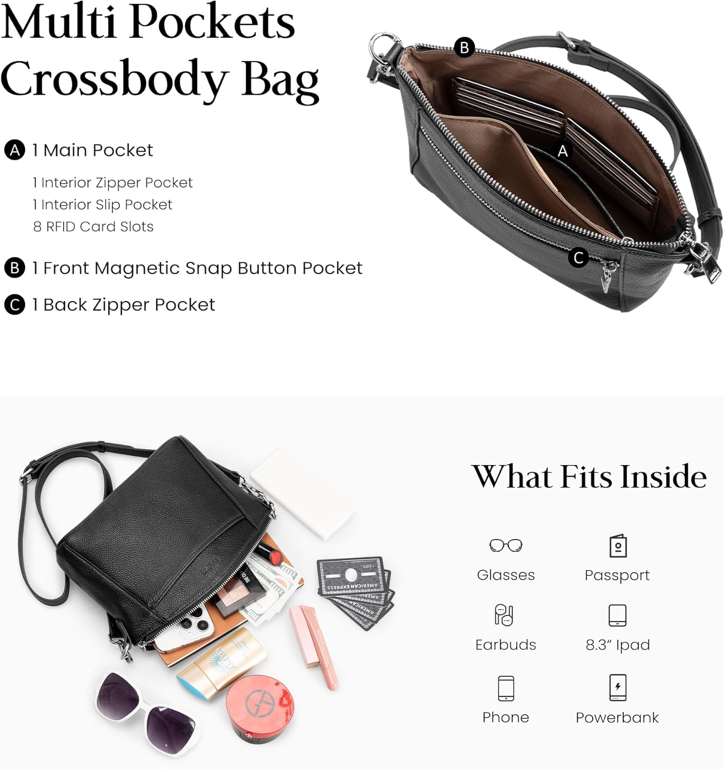 befen Genuine Leather Small Crossbody Bags for Women Anti-Theft Cross Body Purse Handbags with RFID Blocking Card Slots - Image 4