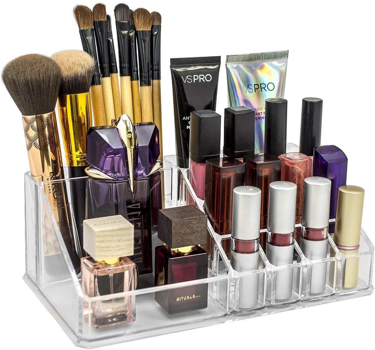 See full amazon price history chart for FOMQUAZLI 16 Grid Acrylic Makeup Organizer Desk Multipurpose Makeup Display Stand Makeup Brushes Lipstick Pencil Mascara Brush Hair Combs and Jewelry Storage FOMQUAZLI 16 Grid Acrylic Makeup Organizer Desk Multipurpose Makeup Display Stand Makeup Brushes Lipstick Pencil Mascara Brush Hair Combs and Jewelry Storage (B0BCJYJFQ4) Amazon Price History, Amazon Price Tracker