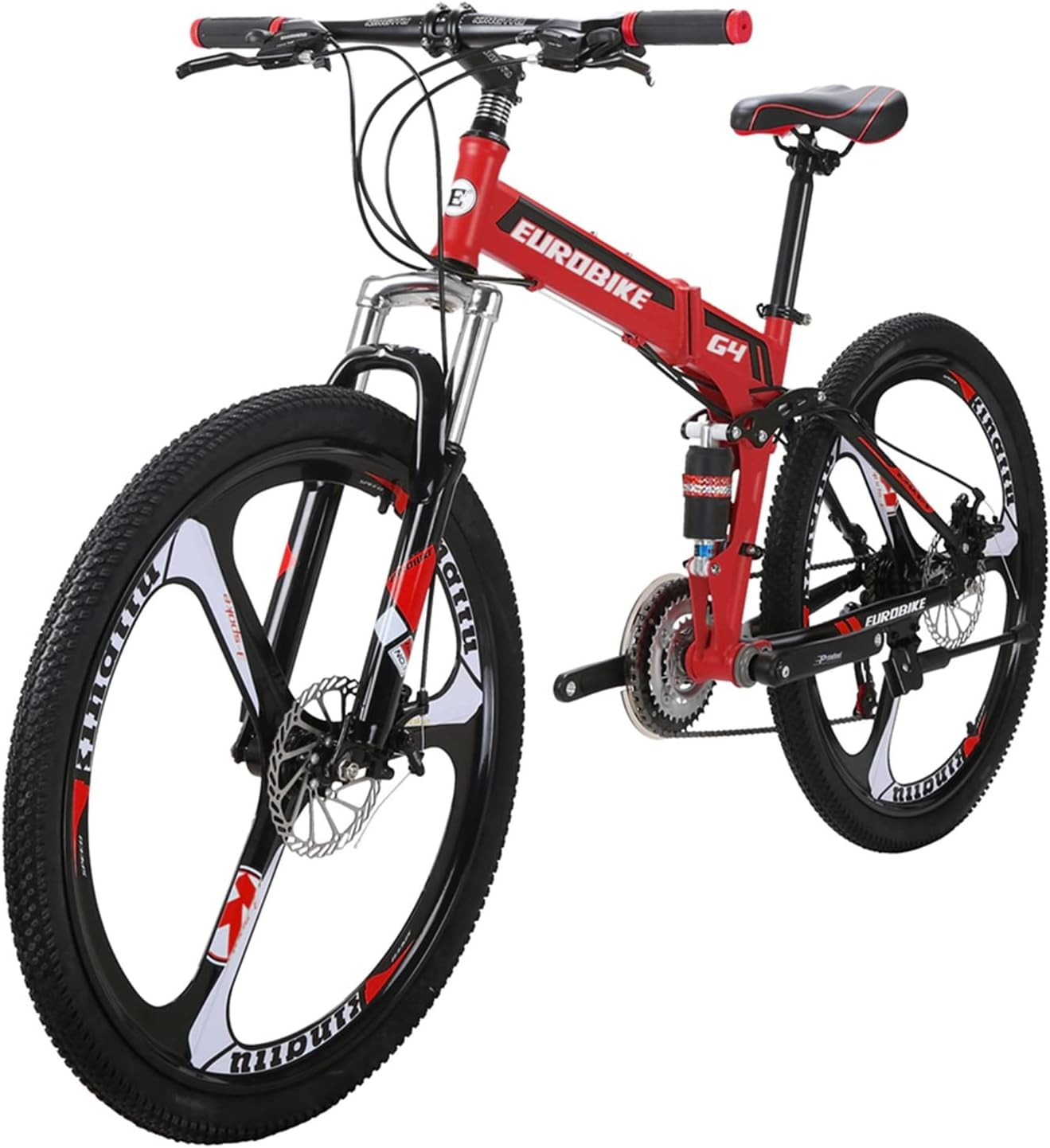 EUROBIKE Mens Mountain Bike,Foldable Bicycle,21-Speed,Mountain Bike 26inch,3-Spoke Wheels Bicycle,Dual Disc Brakes,Mountain Bicycle for Womens