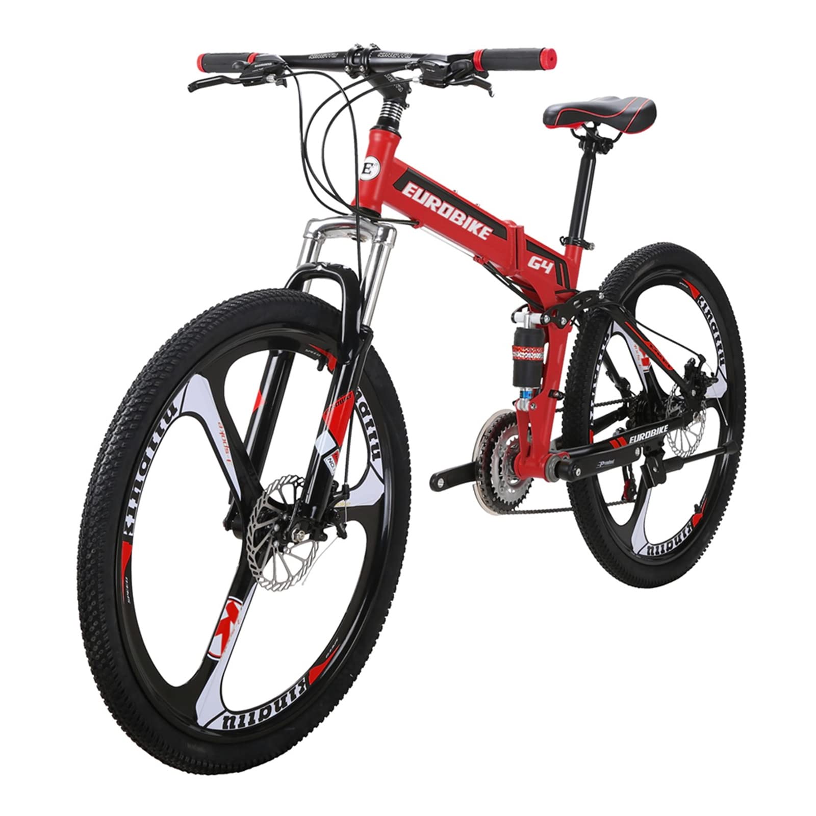 EUROBIKE Mens Mountain Bike,Foldable Bicycle,21-Speed,Mountain Bike 26inch,3-Spoke Wheels Bicycle,Dual Disc Brakes,Mountain Bicycle for Womens