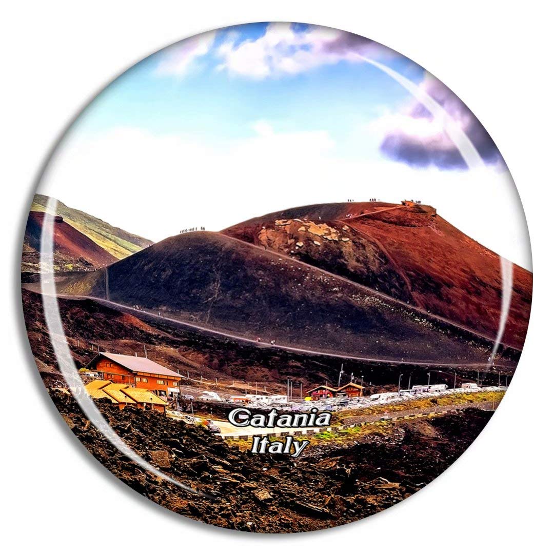 Weekino Italy Catania Volcano Lava Etna Sicily Fridge Magnet Travel Souvenir City Collection 3D Crystal Glass Gift Strong Refrigerator Sticker