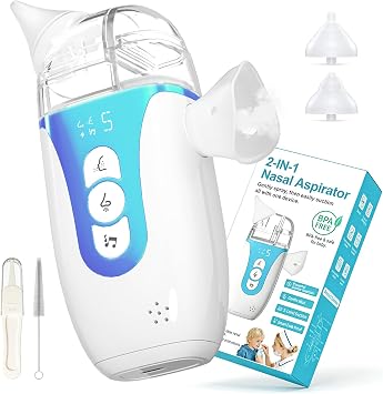 Nasal Aspirator for Baby,2-in-1 Electric Nose Sucker for Toddler with Spray