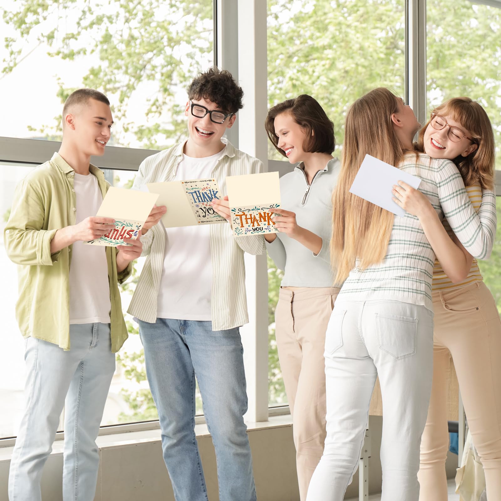 Lot de 100 cartes de remerciement rétro vierges assorties avec enveloppes et autocollants pour enseignants, employés, fête prénatale, mariage, anniversaire, remise de diplôme