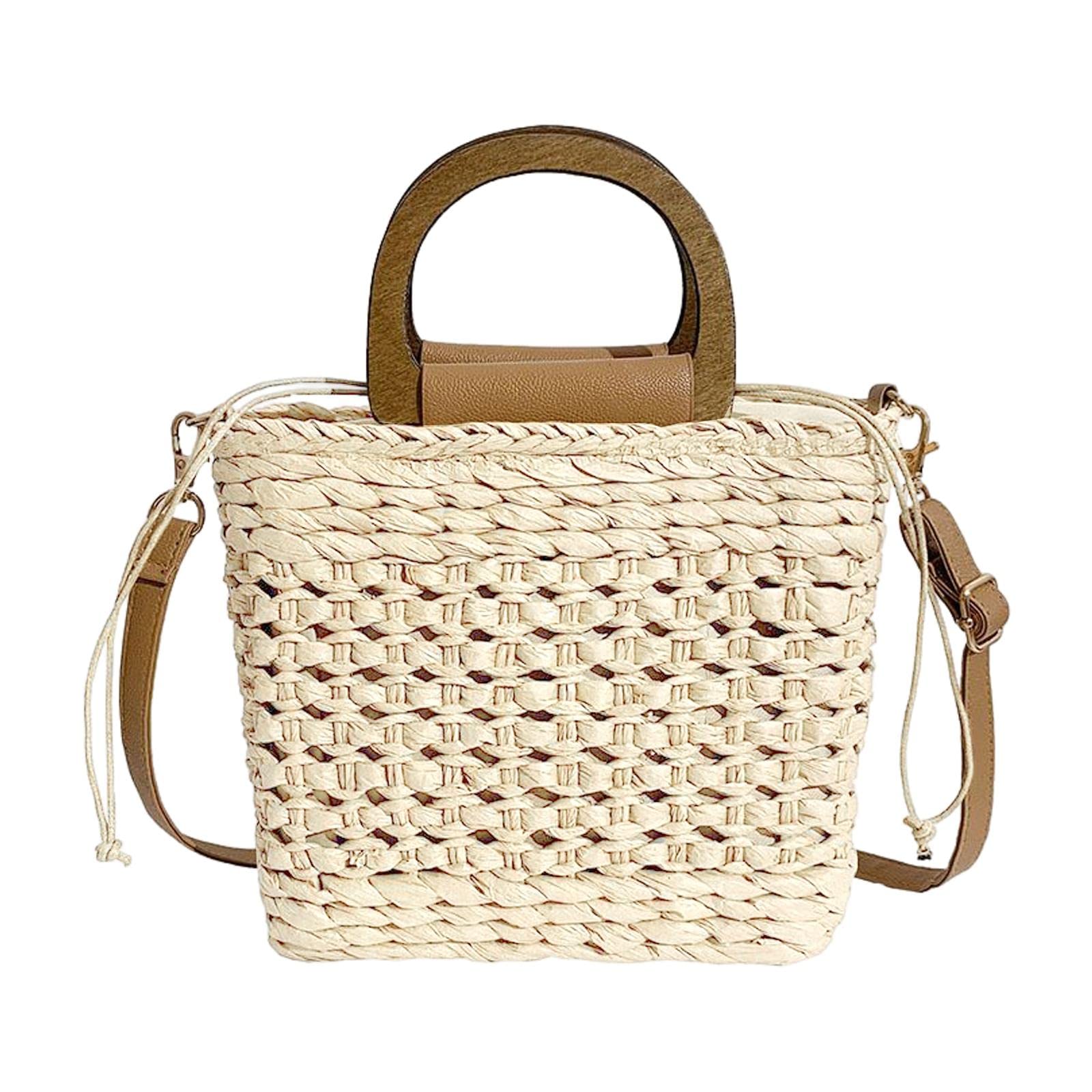 heavenglow Straw Woven Handbag Handwoven Casual Bags Wallet for Dances Vacation Parties Beige-picture-43