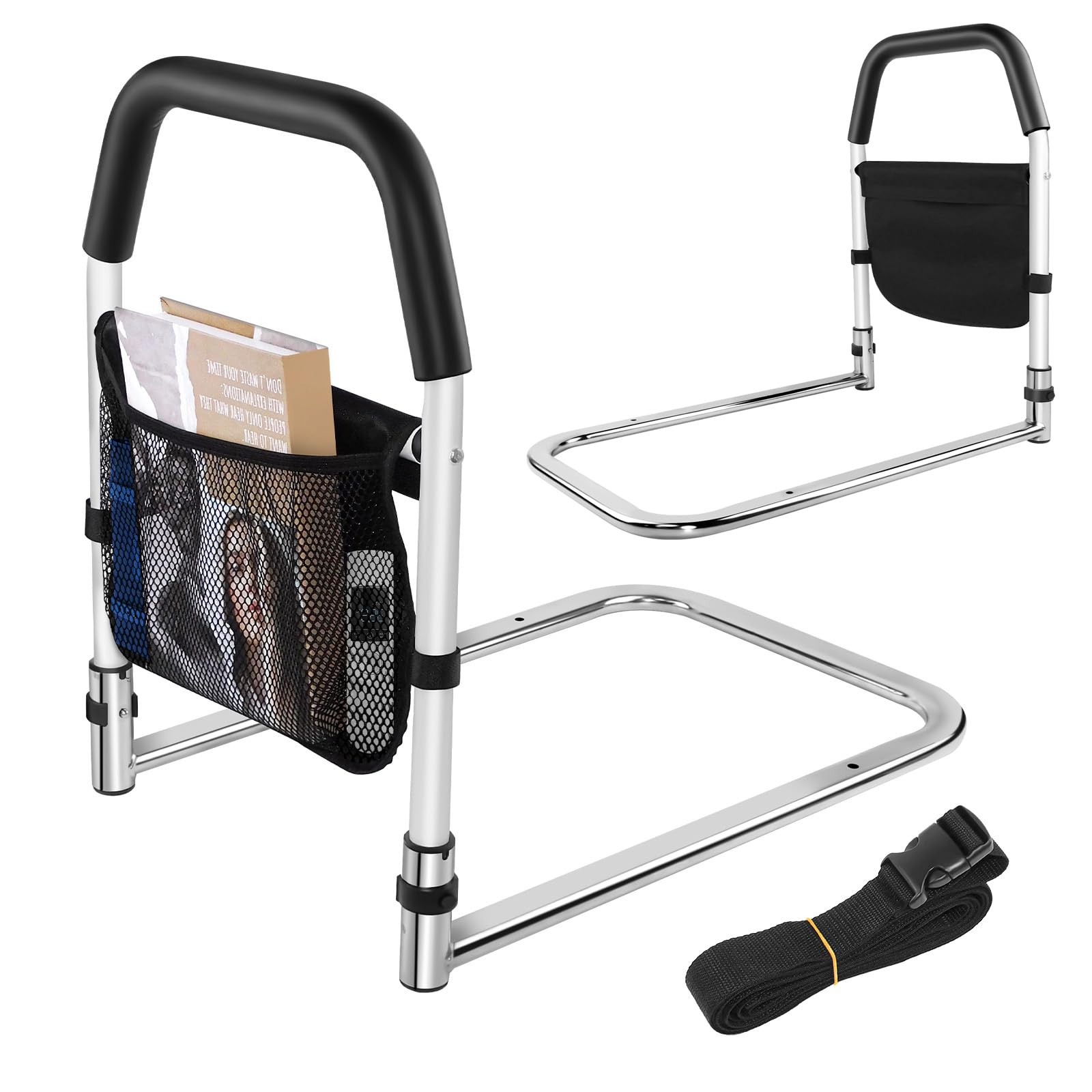 HSHa Barrera de cama para adultos mayores, bolsillos de almacenamiento y asas laterales reforzadas, protector de cama, ayuda de movilidad ideal para personas mayores, personas con discapacidad y
