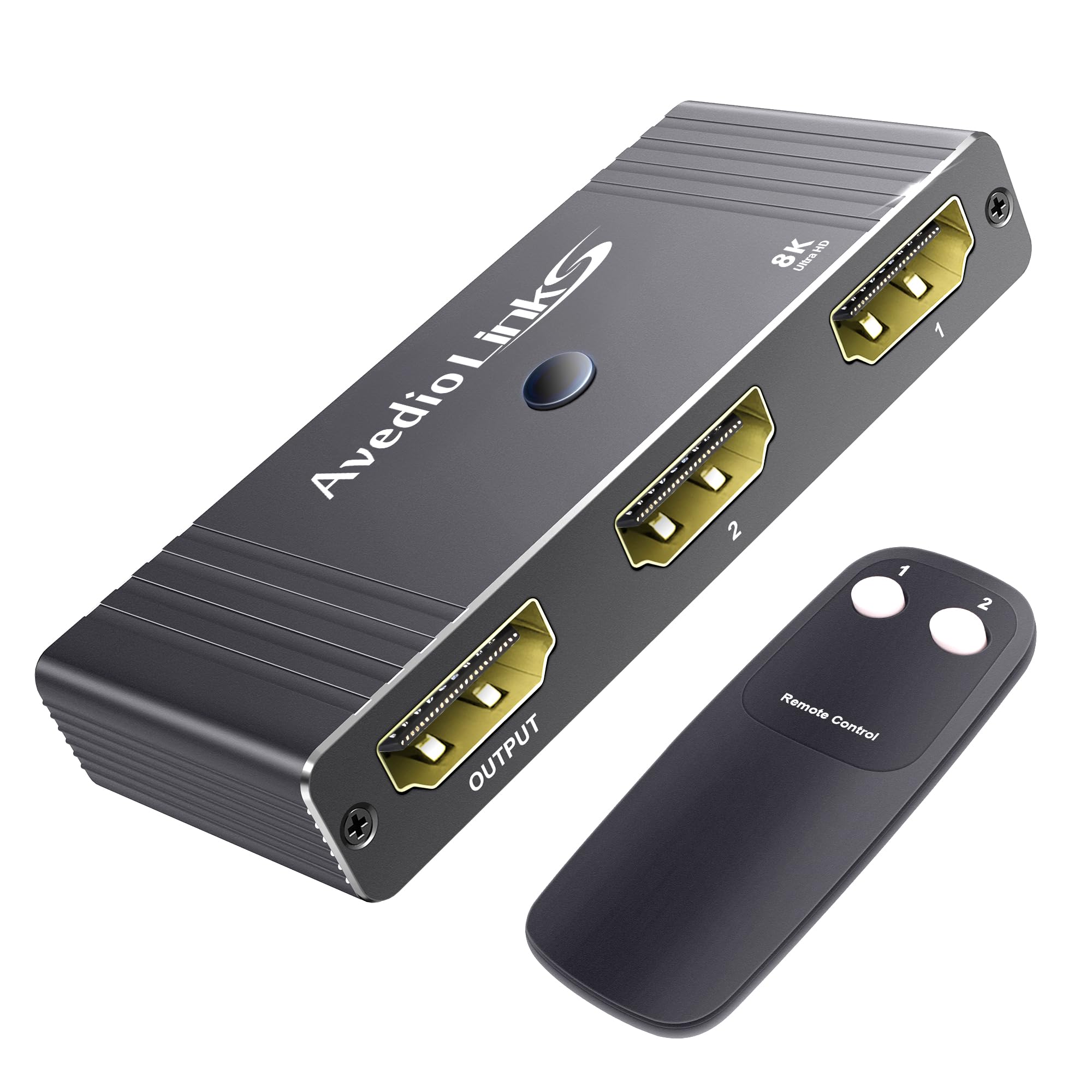 avedio links 8K@60Hz HDMI 2.1 Switch 4K@120Hz Bi-Directional 2 in 1 Out HDMI Splitter Switcher with Remote 48Gbps Ultra HD (black)