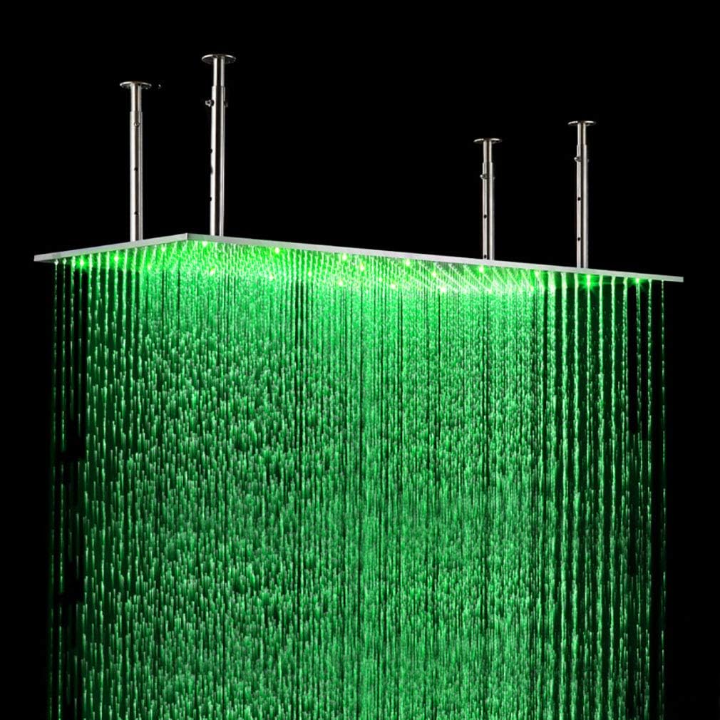 Cascada Luxury Bathroom Shower Set Rainfall LED Shower Head, Double-Function Valve, and Brass Handheld Shower (20"x40", Gold)