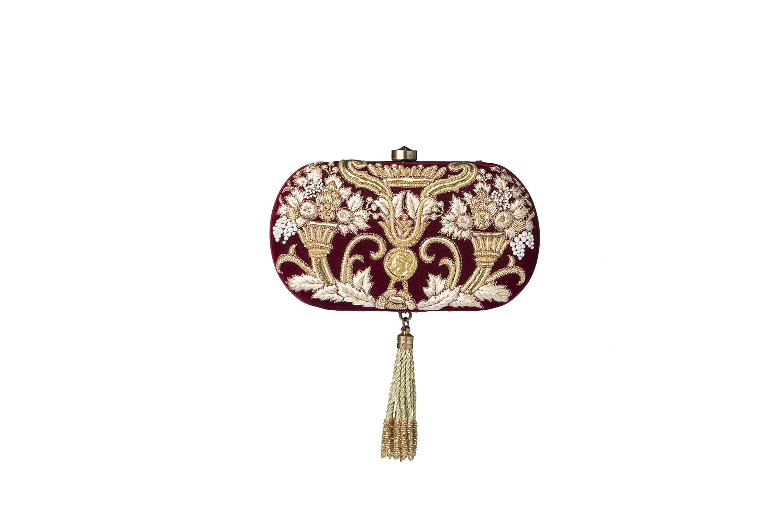 AraiishCLU-KRP-WNE- Clutch Bag- for Women- Velvet