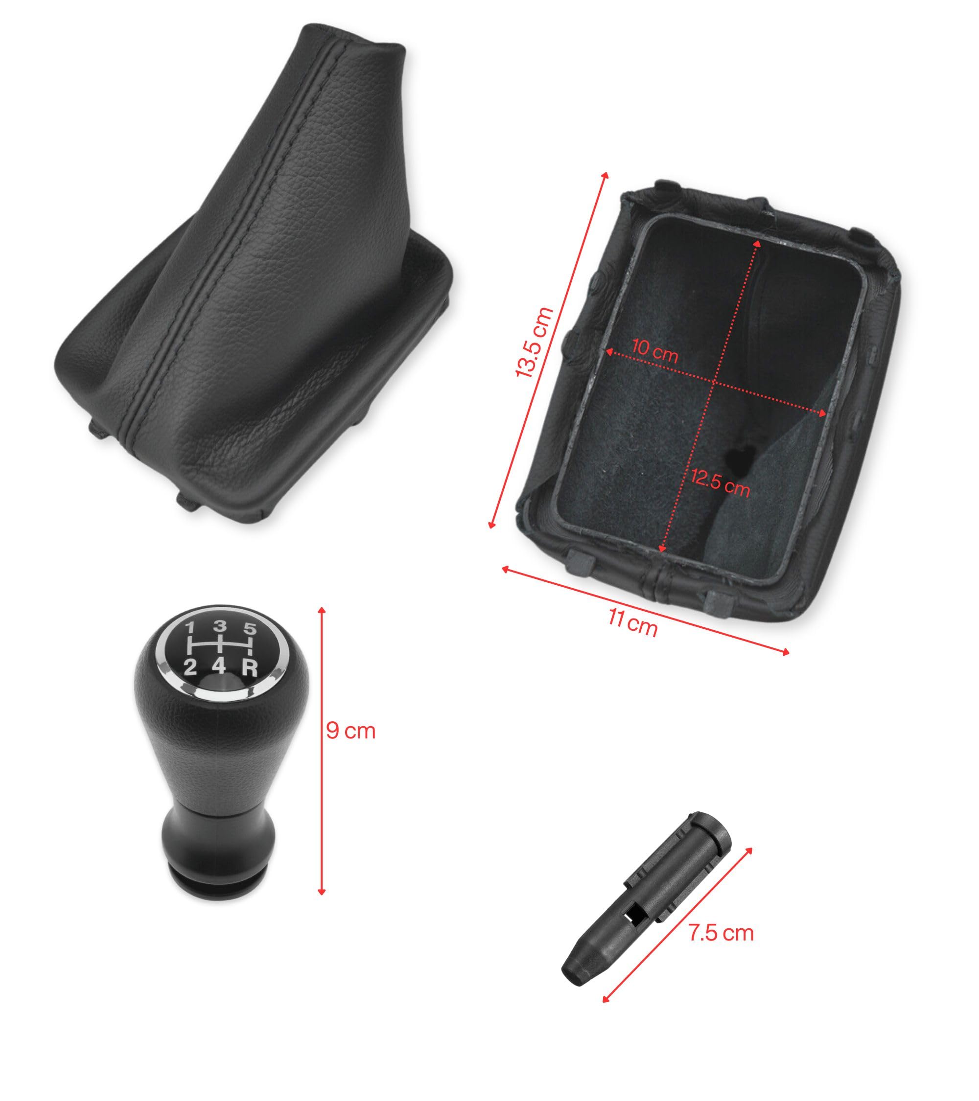 Image secondaire de 1neiSmartech Kit pommeau 5 vitesses et casque en simili cuir compatible avec Peugeot 206, 206 Plus, 406 - avec adaptateur en pla