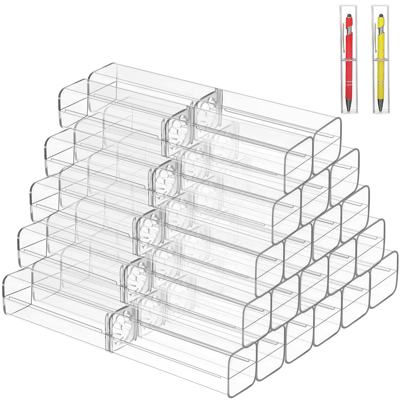 OBANGONG24 Pcs Acrylic Pen Boxes Clear Ballpoint Pen Case Pencil Gift Box Pen Storage Container Single Pen Holder Empty Bulk Case Collection Set for School Office