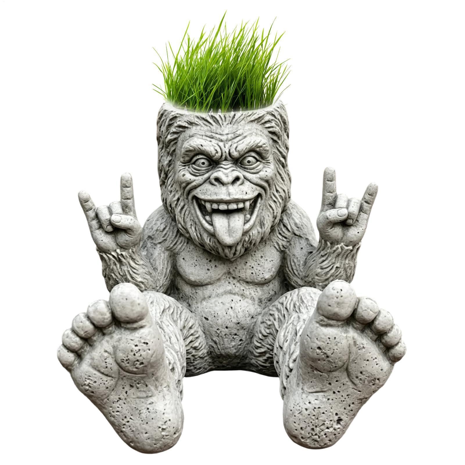 Pots de fleurs en résine durable singe rock anti-UV pour l'aménagement de pelouse et balcon