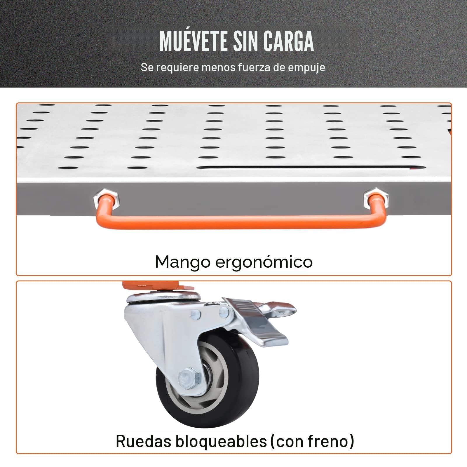 VEVOR Mesa de Soldadura de 91,4 x 45,7 cm Banco de Trabajo de Soldadura Carga de 544 kg de Acero sobre Ruedas con Freno, 2 Niveles 4 Ranuras de Herramientas, Orificios para Fijaciones de 1,6 cm