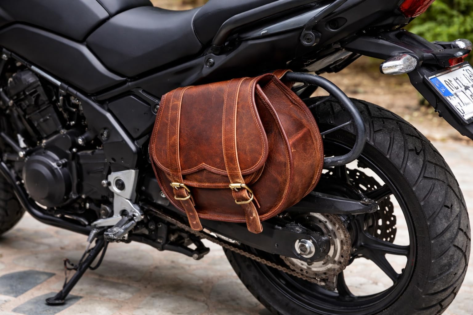 Sac de vélo en Cuir Bleu américain Sac de Selle de Moto Vintage Sac de Voyage en Cuir Sac de Support de Sacoche Sac de Guidon