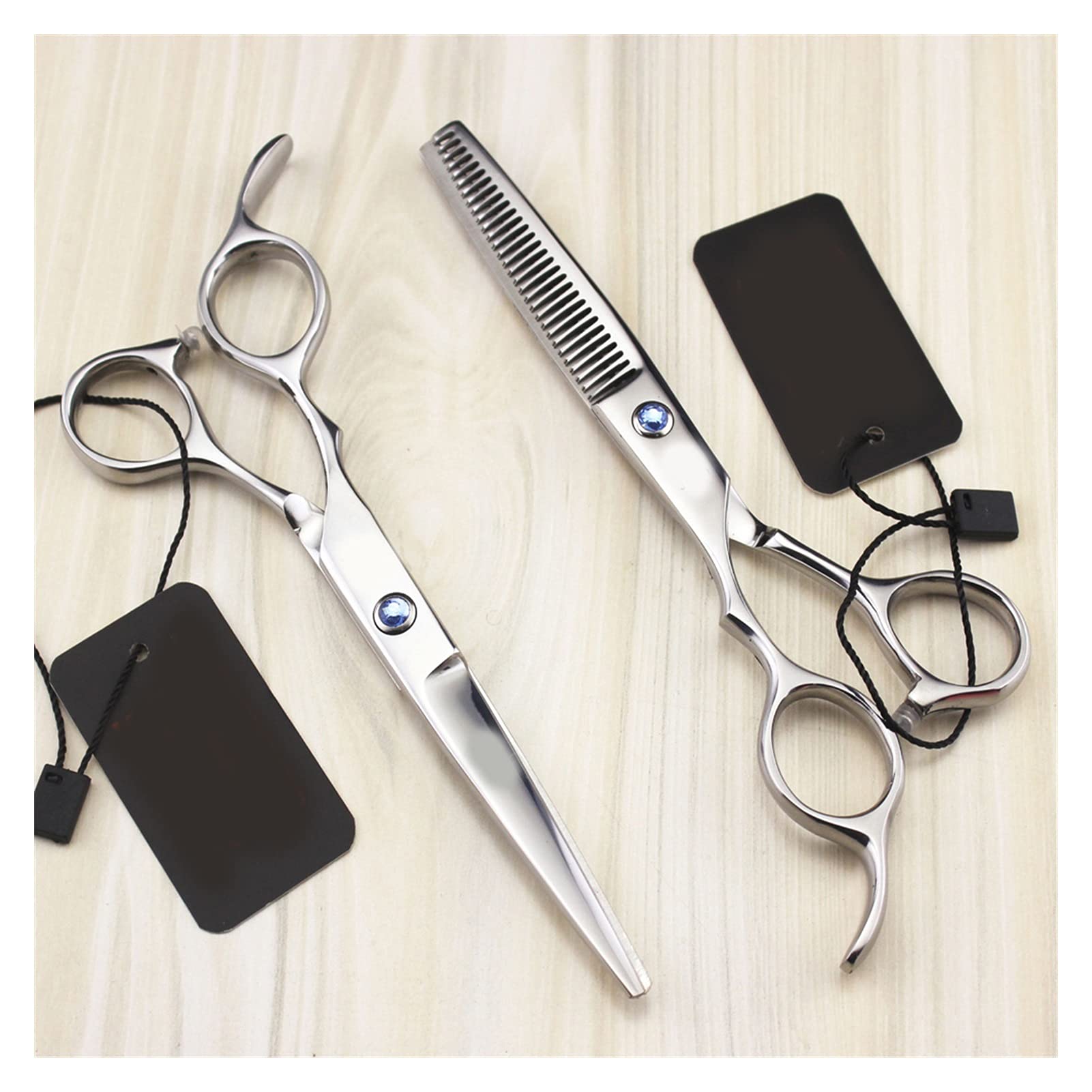 CrEev Haarschere für die Linke Hand, Friseurwerkzeug, Friseurschere, Haarschneideschere, Effilierschere (Farbe: 5,5 Zoll Effilierschere) (6 Zoll Effilierschere B)