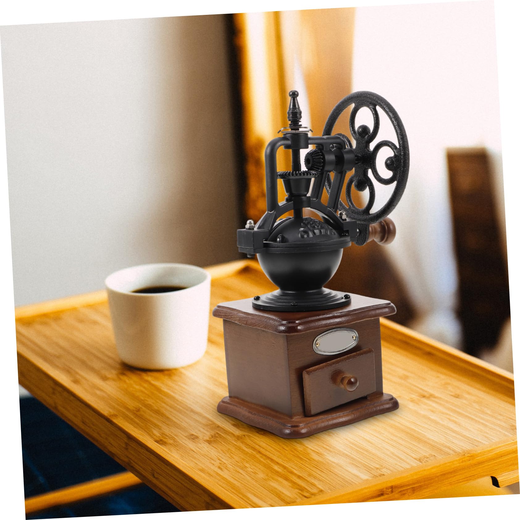 Holzkaffeebohnenmühle Manuell aus Eisen für Zuhause Kaffeebohnen mit Kurbel für Kaffeemahlen ohne Aromaverlust Kaffeezubehör für Kaffeeliebhaber