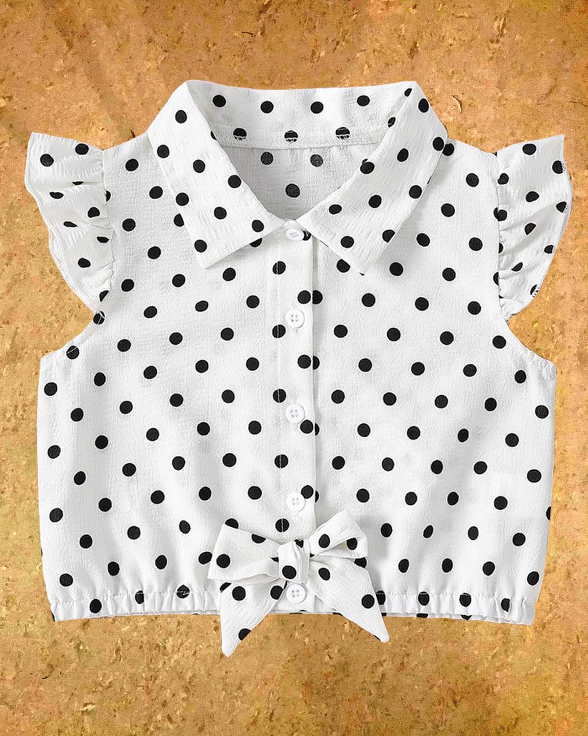 JULLY Girls Polka Dot Print Casual Wear Shirt (Black & White) (2-3 Years) - Image 2 thumbnail