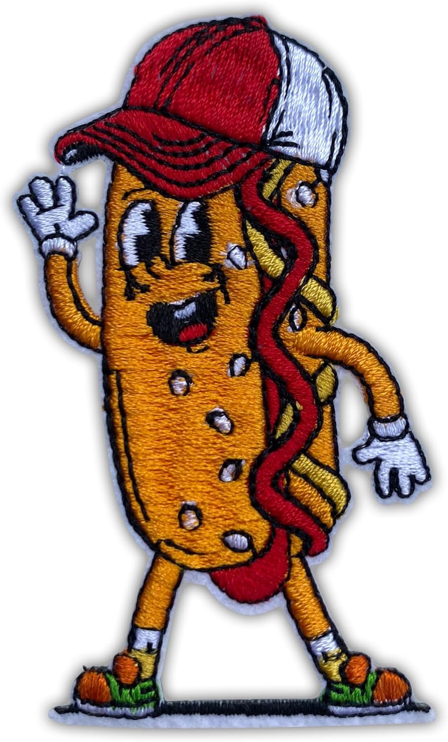 Hotdogs Baesball Patch, Size 3 Inches Iron On Cute Baseball Embroidery Patches for Hats Clothes Backpacks Jeans, DIY Sew On Patches, Fabric Patches, Funny Baseball Patches, Gift for Boy Girls