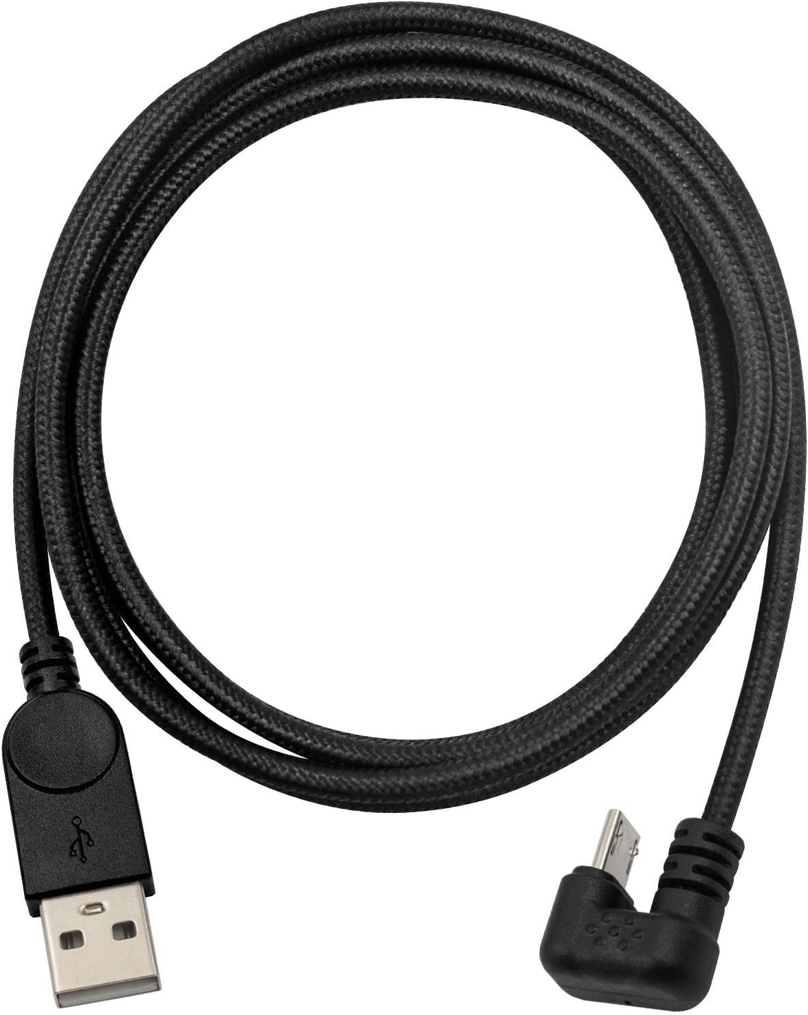 Poyiccot Micro USB Cable, 180 Degree U Shaped Micro USB to USB 2.0 Cable Android, 5-feet Nylon Braided 3A Fast Charging Cord for Galacy, Smartphones, Black