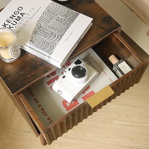 Miniatura 7 de Mesita de noche moderna de mediados de siglo, mesita de noche de madera con cajón y almacenamiento de apertura, mesa auxiliar para sala de estar,