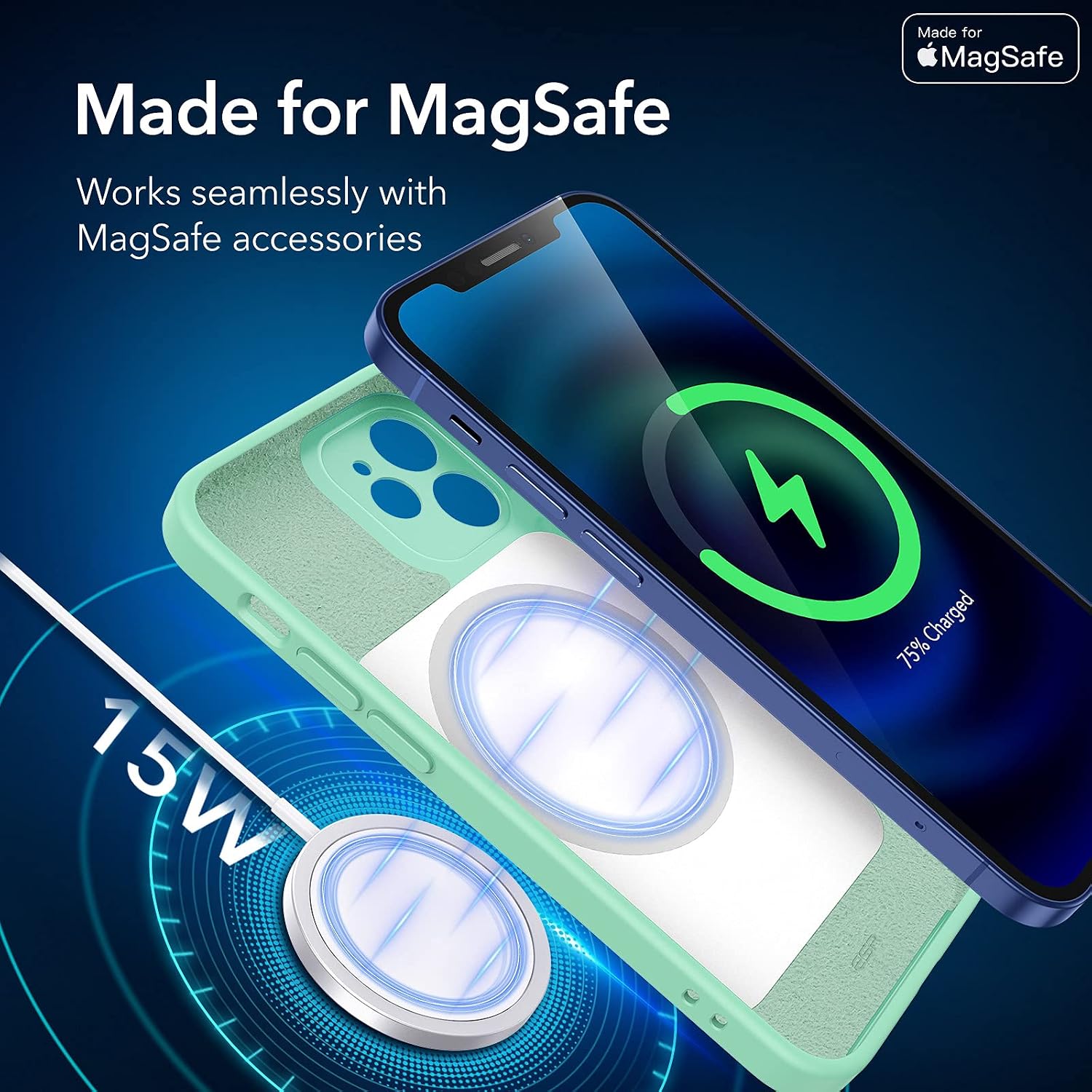 ESR Cloud Soft Case with MagSafe Compatible with iPhone 12 Mini Case (2021) (5.4-Inch), Made for MagSafe Certified Liquid Silicone Hybrid Case with Camera Guard Pro, Fresh Mint