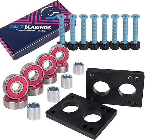 Miniatura 5 de Cal 7 Skateboard Bundle 1.25" Steel Hardware, 14" Riser Pads, and ABEC-7 Bearings