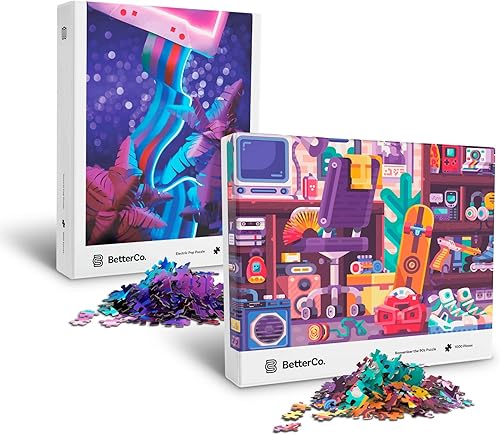Remember The 90s and Electric Pop BetterCo Rompecabezas retro nostálgico de 1000 piezas para adultos y adolescentes