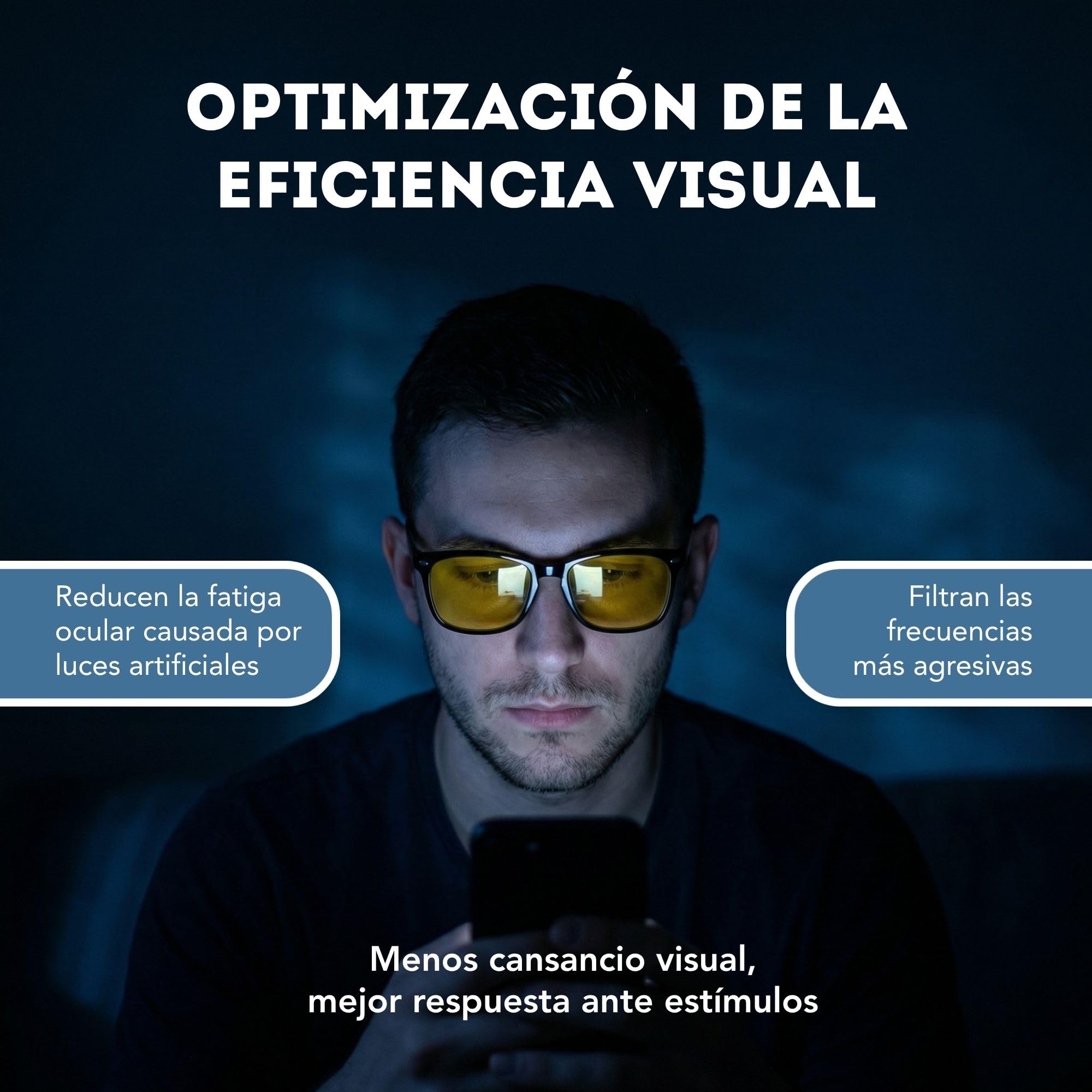 Primora Goods Gafas Bloqueo Luz Azul Hombre y Mujer – Lentes Amarillas Antirreflejo para Pantallas y Conducción Nocturna – Reduce Fatiga Visual, Deslumbramiento y Mejora la Claridad - 4