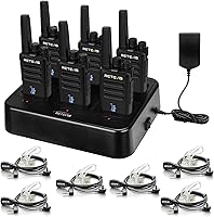 Retevis RT68H Walkie Talkies Long Range for Adults - Rechargeable FRS 2-Way Radios, 6-Pack with Multi-Charger & Earpiece, Rugged Hands-Free