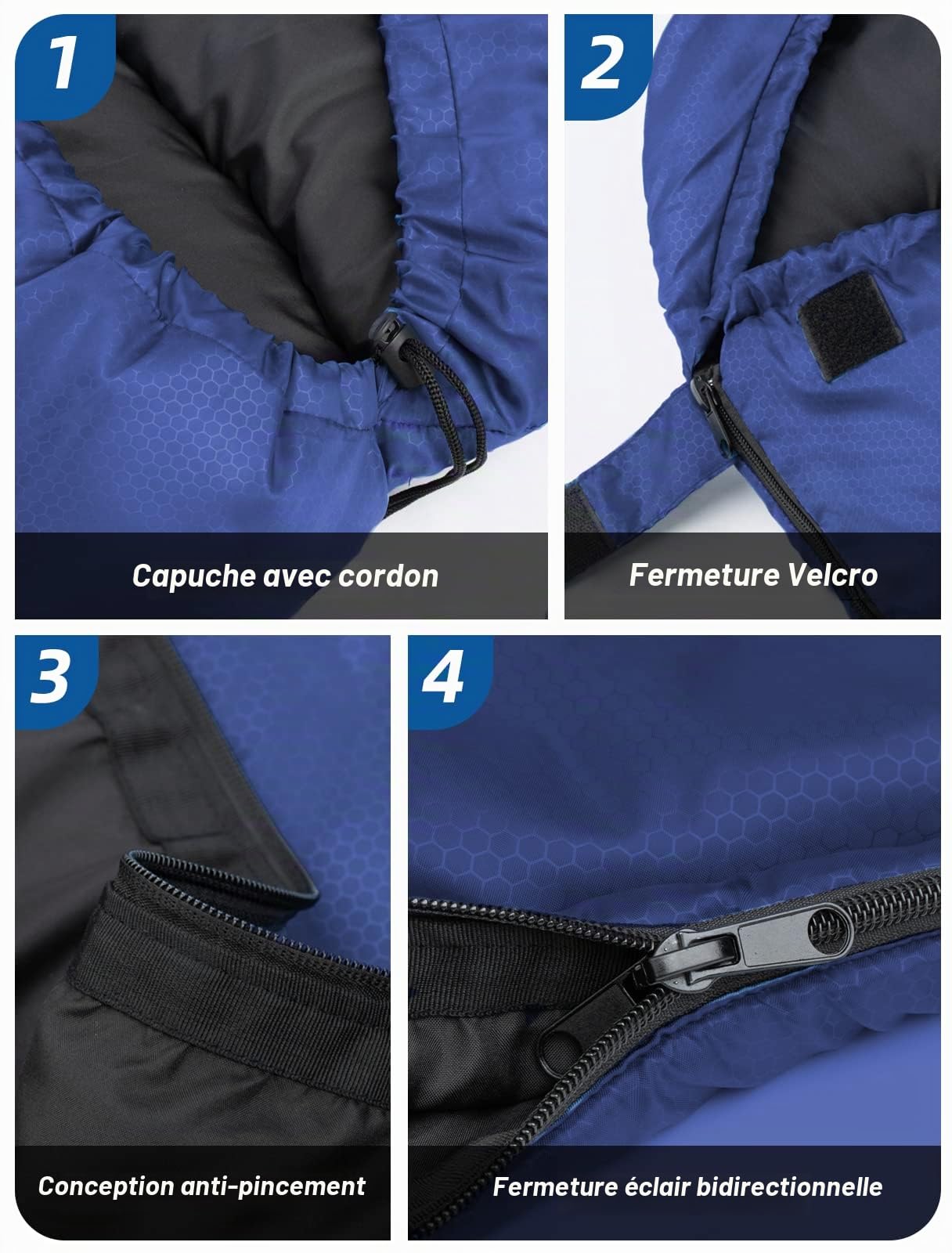 Forceatt Sac De Couchage Hiver, -7 ℃ ~ 20 ℃ (210 X 80 Cm) 4 Saisons Sac De Couchage Rectangulaires LéGer, ImperméAble à L’Eau Et Chaud pour Le Camping, Les Voyages Et Le Plein Air Et Le Froid