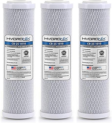 Hydronix HX-CB-25-10103 - Filtro de agua NSF para ósmosis inversa y beber de carbono de coco de 2.5 x 10, 10 micrón-3 unidades, 3 unidades (paquete