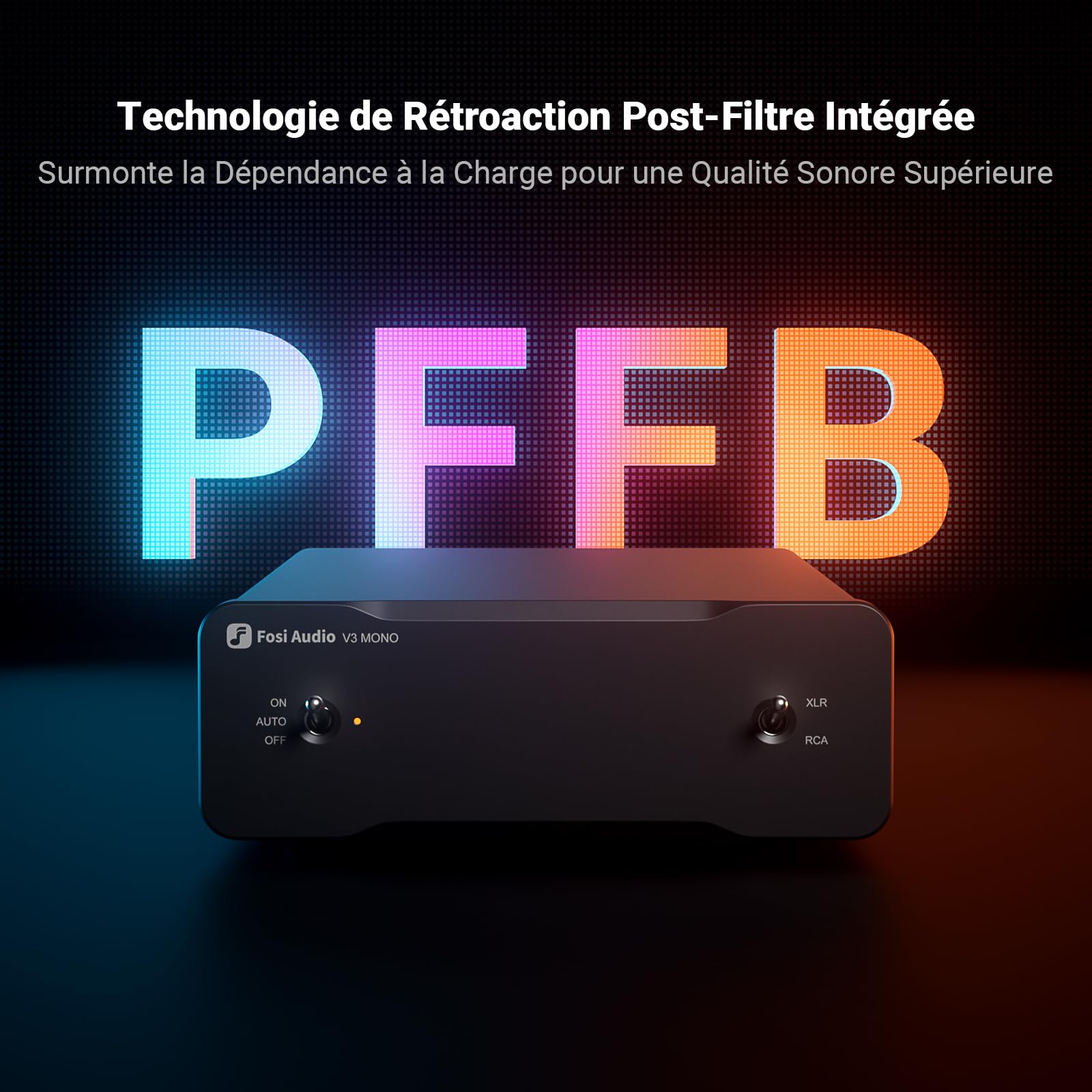 Fosi Audio V3 Mono Amplificateur de Puissance pour Haut-Parleurs Audio Domestiques, Mini Ampli Monobloc Classe D avec TPA3255, Composant Récepteur AVR 240W, Entrées Symétriques RCA/XLR avec 48V/5A