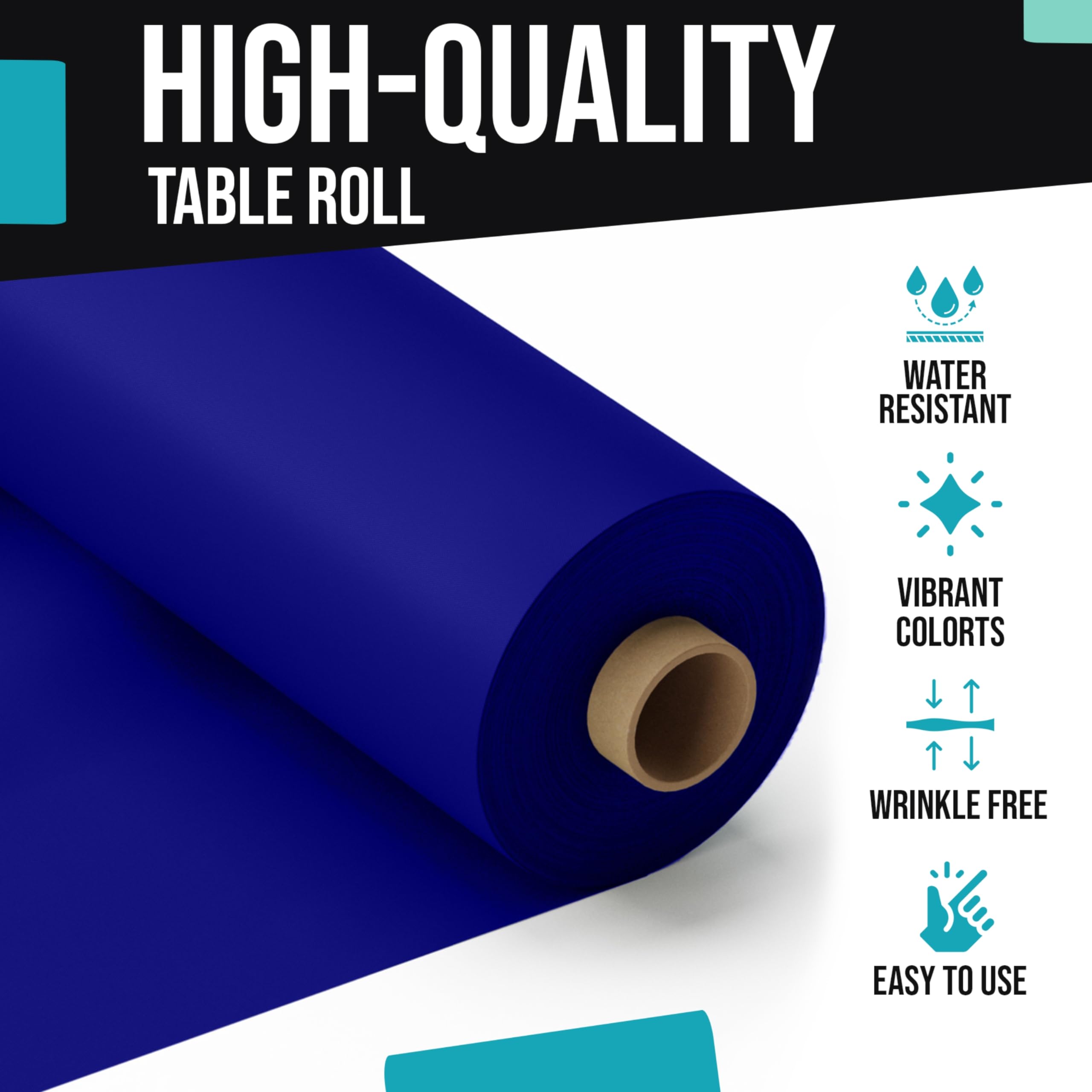 Exquisite Premium Quality Plastic Table Cover Banquet Rolls 40" X 300' (Navy) - Image 4