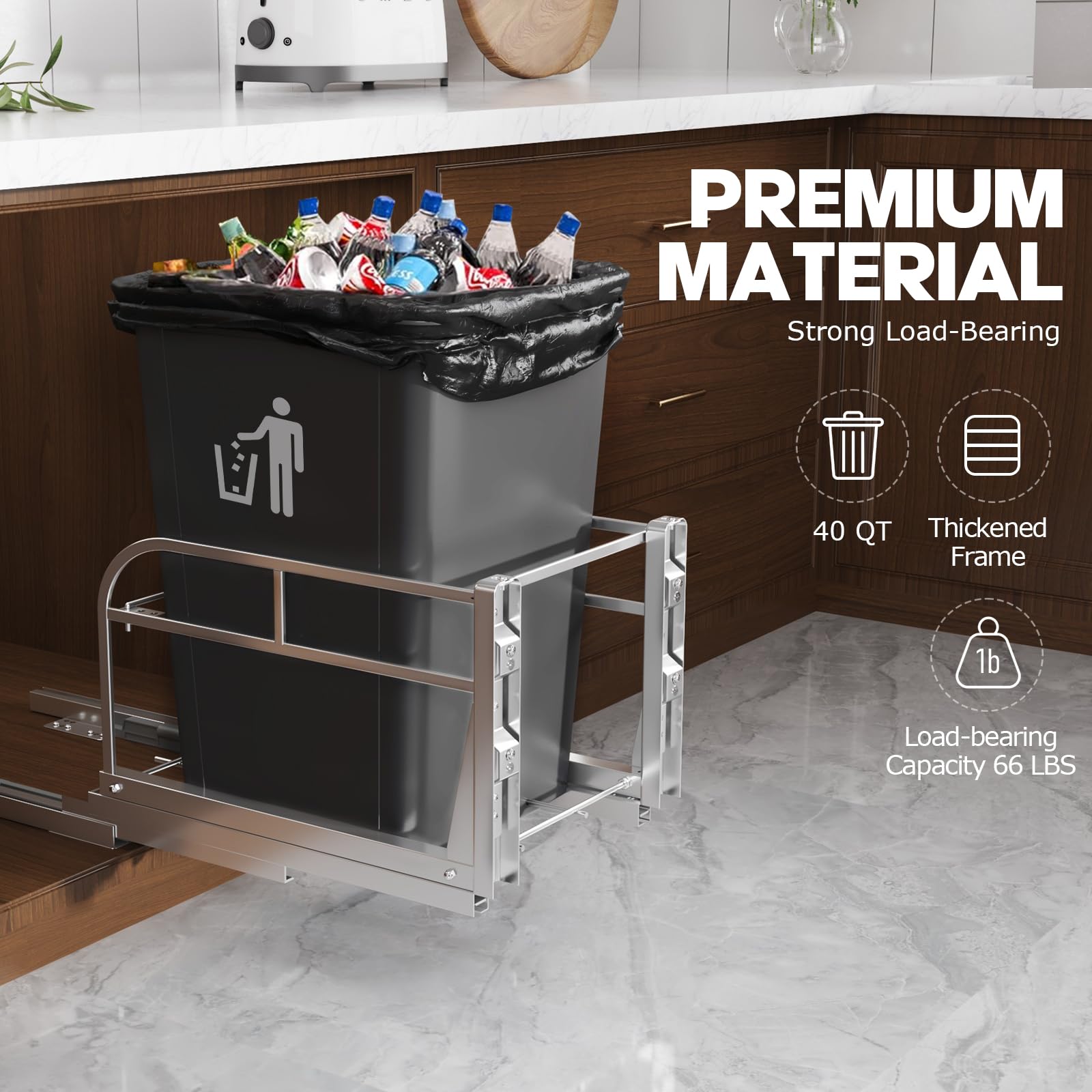 Insputer Pull Out Trash Can Under Cabinet With Soft-Close