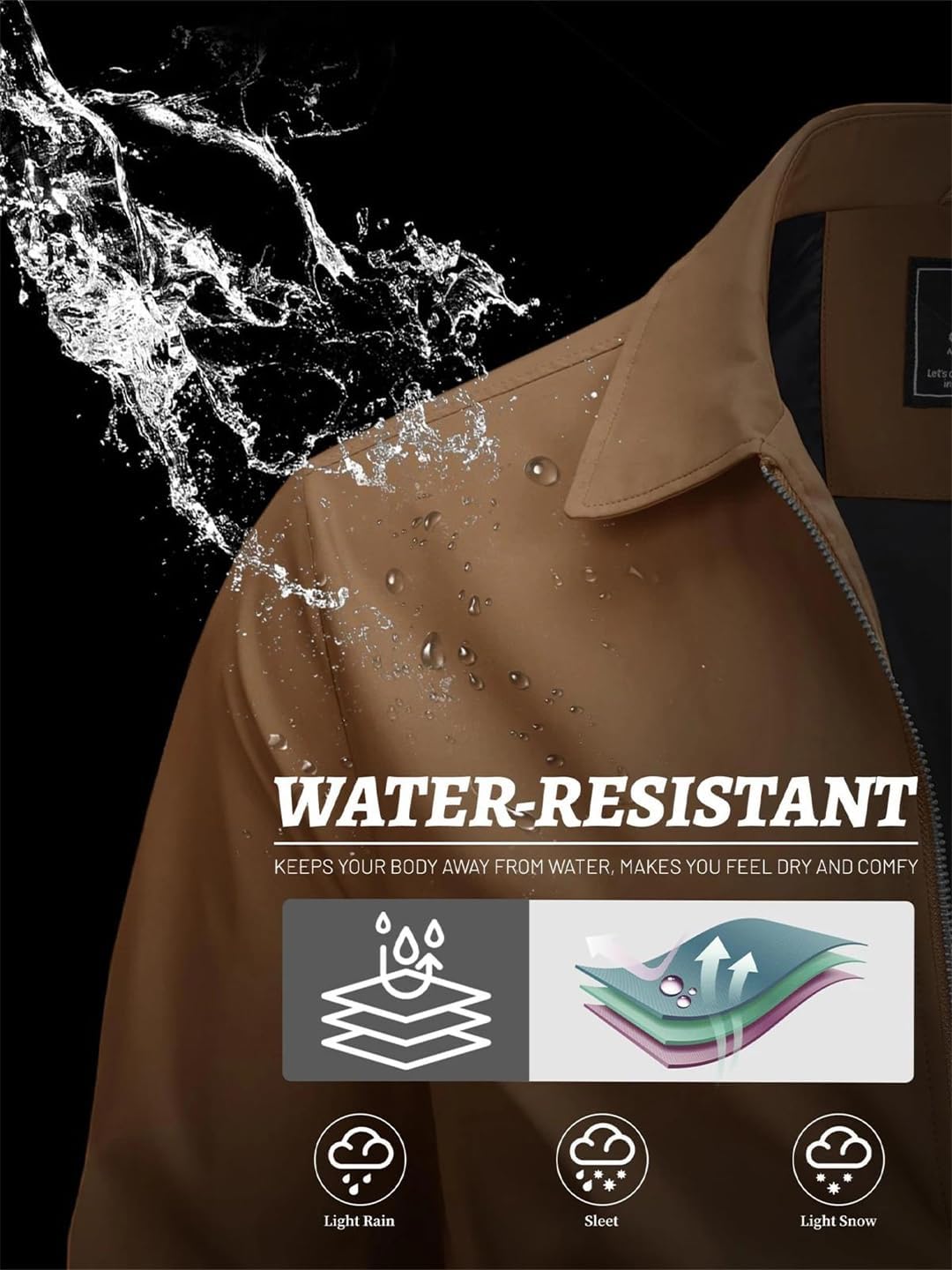 Men's Classic Lapel Jacket Lightweight Windproof Zip-Up Coat Casual Outdoor Daily Wear Stylish Outerwear