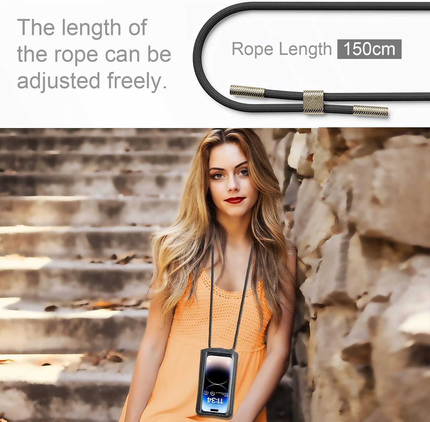 Small Crossbody Bag Cell Phone Purse for Women Men Leather Mini Shoulder Bag Wallet Case with Card Holder Slot Necklace Lanyard for All Phones iPhone Samsung Google up to 7.3" Black - Image 6