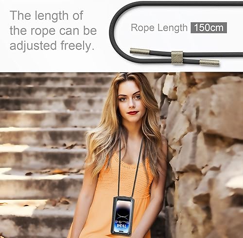 Miniatura 6 de Bolso cruzado pequeño para teléfono celular para mujeres y hombres, mini bolso de hombro de cuero con tarjetero y ranura para collar con cordón para