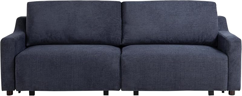 Serta Glendale 90.2" Queen Size Wall-Hugging Convertible Sofa, Dreamcoil Comfort, Chenille Fabric, Navy image 2