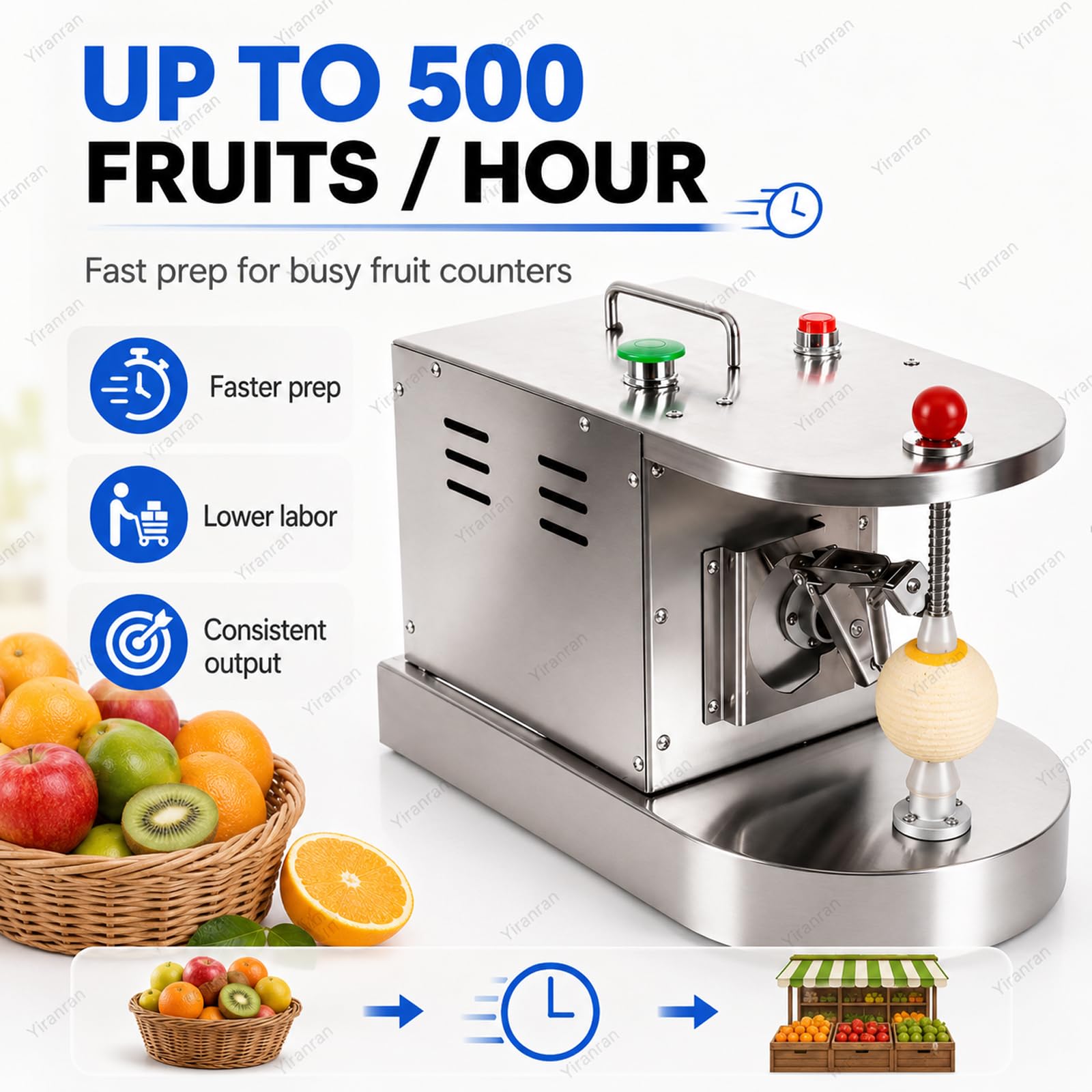 Peladora Automática Comercial De Limones Y Naranjas, Máquina Eléctrica para Pelar Frutas, 500 Piezas/Hora, Frutas De 50 A 100 Mm, Grosor De Pelado Ajustable, Acero Inoxidable para Duraznos,