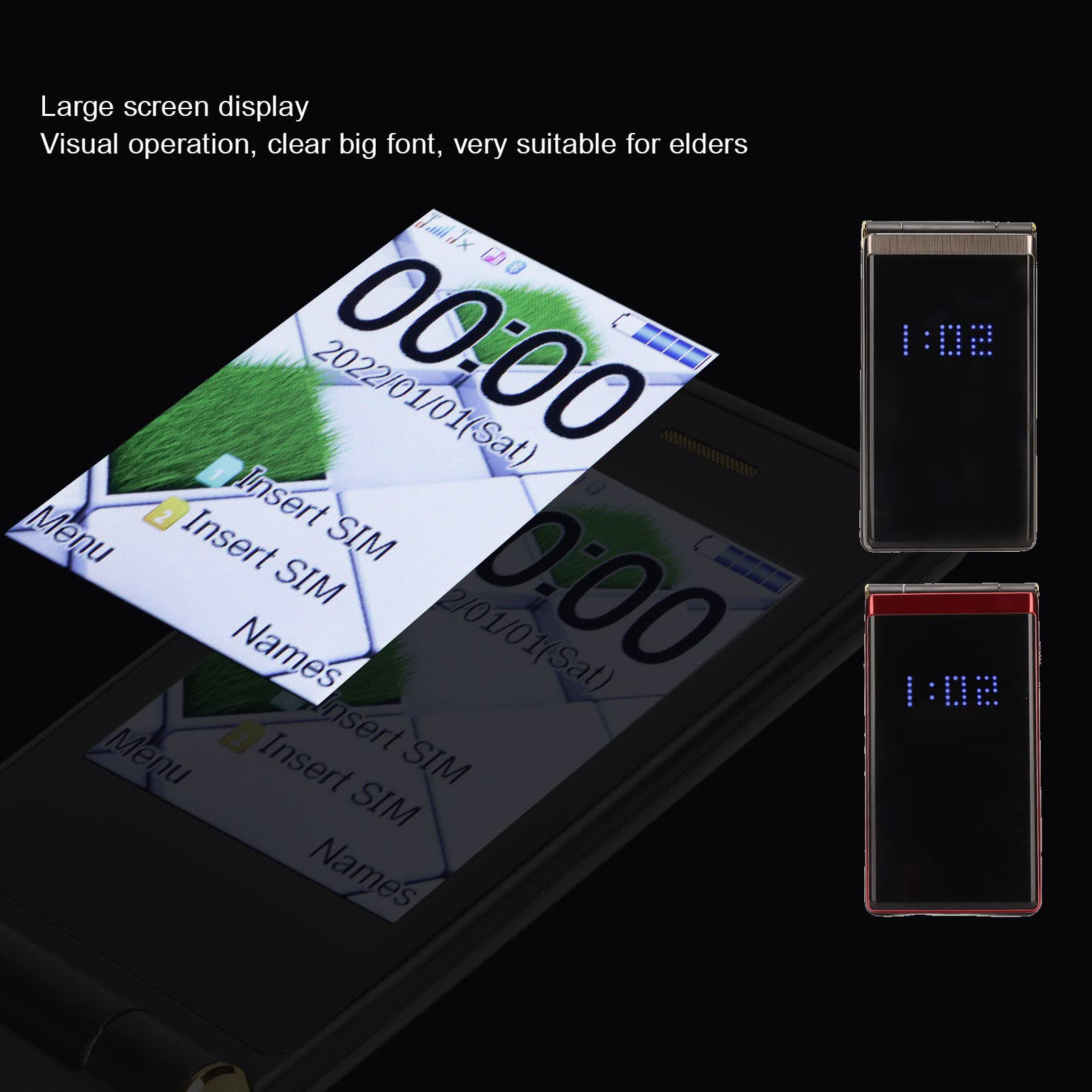 Ushining 3G Odblokowany Telefon Komórkowy z klapką dla Seniorów i Dzieci Łatwy w Użyciu Telefon Komórkowy z Dużym Przyciskiem i stacją ładującą - Latarka LED, Wielofunkcyjny,