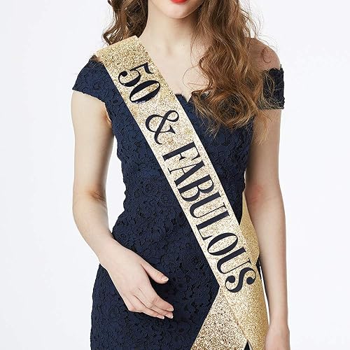 Miniatura 2 de ADBetty Juego de tiara de 50 y fabulosa banda y diamantes de imitación  Banda de 50 cumpleaños 50 regalos de fiesta