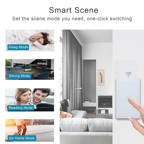 Miniatura 8 de Smart-Life App - Interruptor de luz táctil inteligente de pared con WiFi, panel de cristal, control remoto inalámbrico por aplicación Smart-Life en