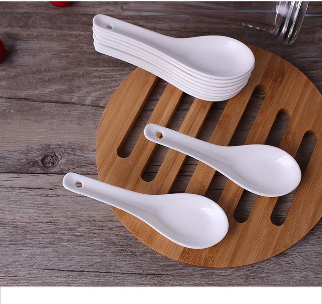 Tablespoons 20 Piece Ceramic Asian Soup Spoon Appetizer Spoon Set Service Spoon for Home Kitchen or Restaurant, White Serving Spoon (A)