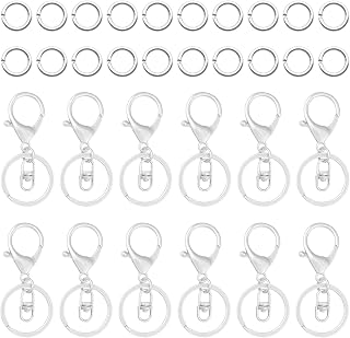30Pcs Lobster Claw Clasps Keychain for Jewelry Making,Metal Lobster Clasp Swivel Trigger Clips with Swivel Clasps Hook Clips Flat Split Keychain Ring 100Pcs Open Jump Ring for DIY Craft(Silver)