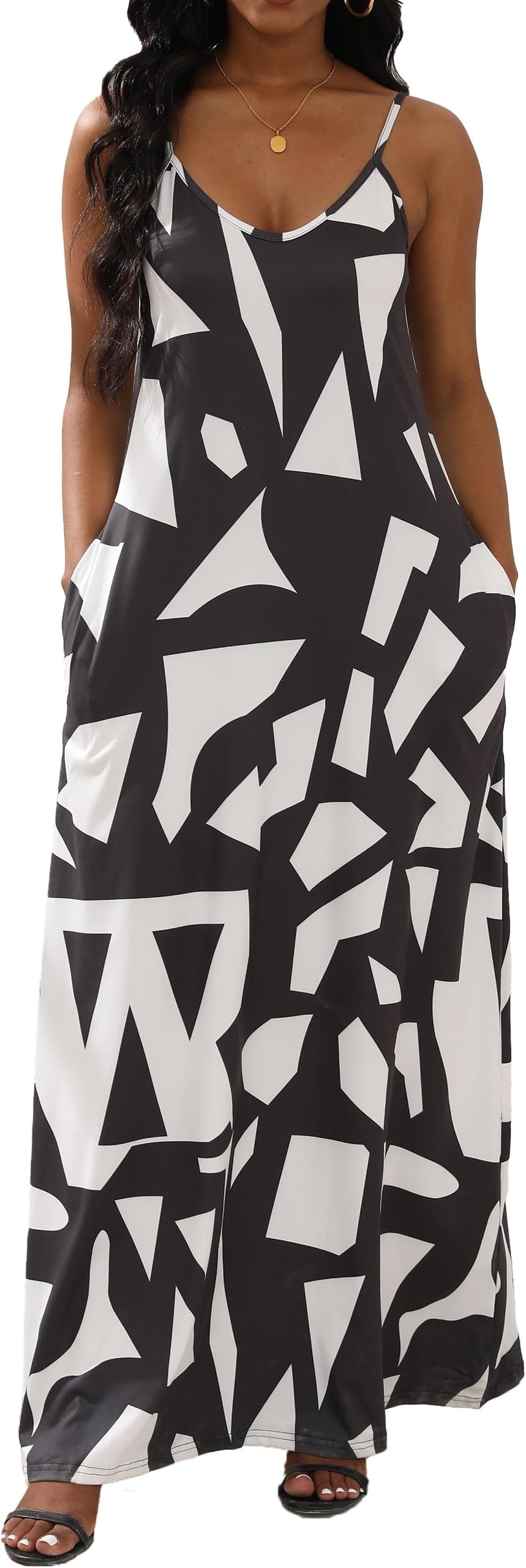 vunahzma Womens Casual Fashion Sleeveless Plus Size Loose Long Sexy Maxi Dress with Pockets