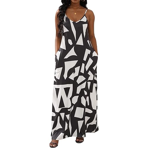 vunahzma Womens Casual Fashion Sleeveless Plus Size Loose Long Sexy Maxi Dress with Pockets