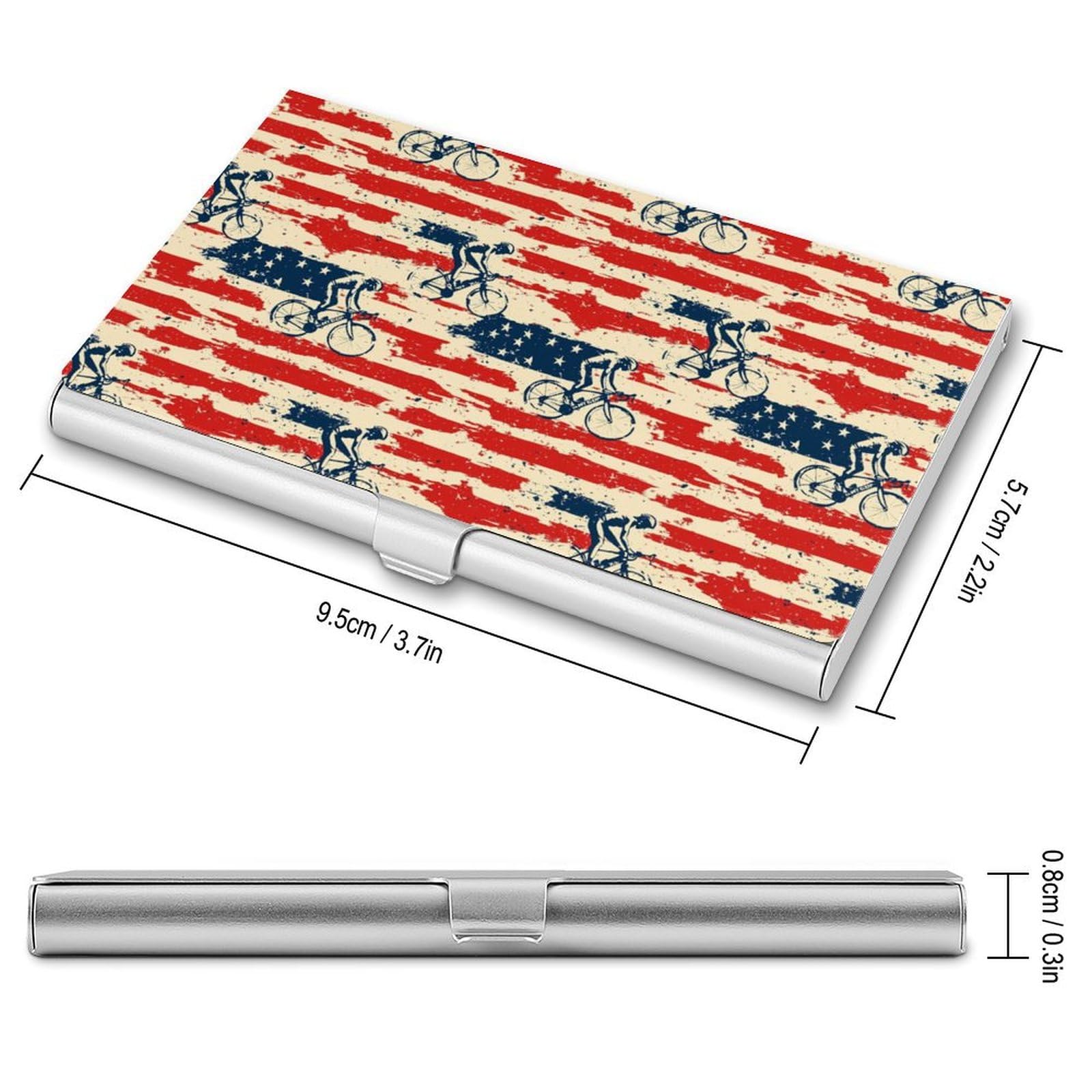 DULAHR American Flag Cycling Business Card Holder Pocket Business Card Case Metal Case Name Card Holder Men Women