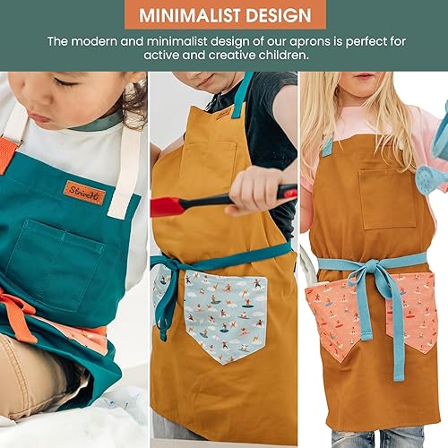 Miniatura 5 de Kids Apron  Ocean Inspired Custom Kids Aprons for Cooking  Durable Cotton Apron for Kids wStraps  Kids Painting Aprons
